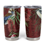 Australia Christmas Tumbler Cup Kookaburra Santa on Red Bottlebrush
