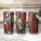 Australia Christmas Tumbler Cup Kookaburra Santa on Red Bottlebrush