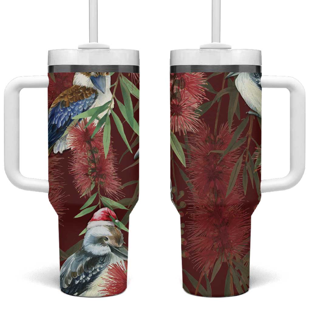 Australia Christmas Tumbler With Handle Kookaburra Santa on Red Bottlebrush