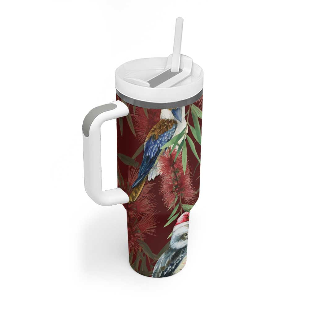 Australia Christmas Tumbler With Handle Kookaburra Santa on Red Bottlebrush