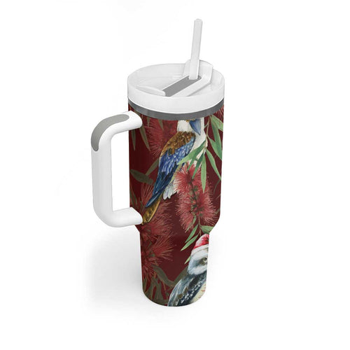Australia Christmas Tumbler With Handle Kookaburra Santa on Red Bottlebrush