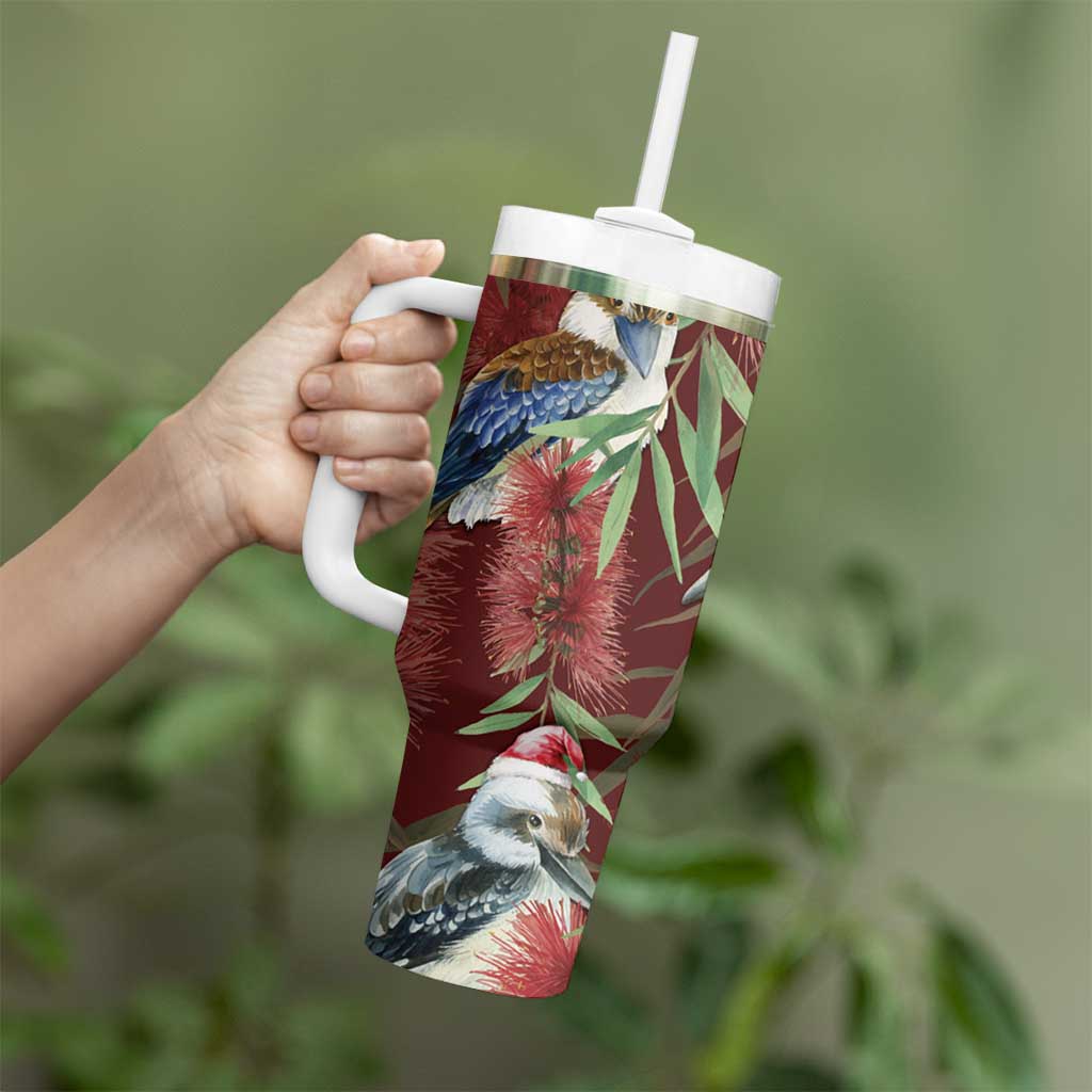Australia Christmas Tumbler With Handle Kookaburra Santa on Red Bottlebrush