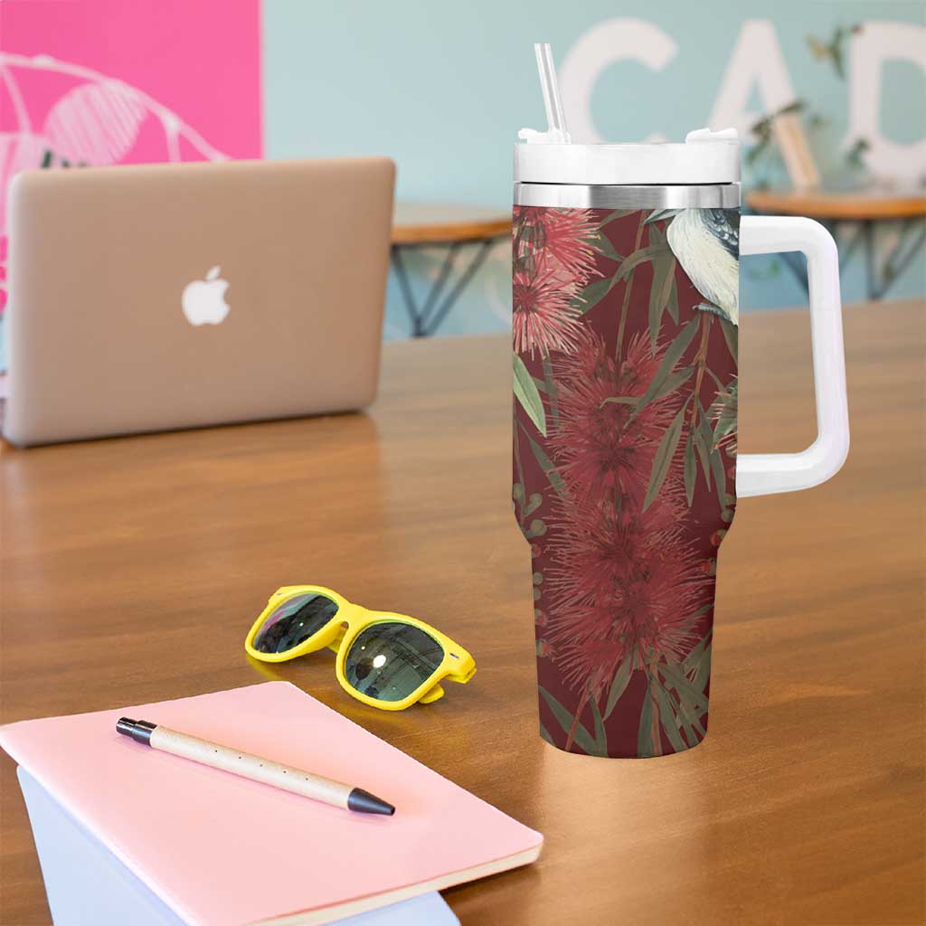Australia Christmas Tumbler With Handle Kookaburra Santa on Red Bottlebrush