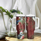 Australia Christmas Tumbler With Handle Kookaburra Santa on Red Bottlebrush