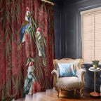 Australia Christmas Window Curtain Kookaburra Santa on Red Bottlebrush