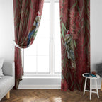Australia Christmas Window Curtain Kookaburra Santa on Red Bottlebrush