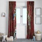 Australia Christmas Window Curtain Kookaburra Santa on Red Bottlebrush