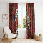 Australia Christmas Window Curtain Kookaburra Santa on Red Bottlebrush