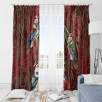 Australia Christmas Window Curtain Kookaburra Santa on Red Bottlebrush