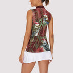 Australia Christmas Women Sleeveless Polo Shirt Kookaburra Santa on Red Bottlebrush
