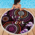 Australia First Nation LGBT - Lesbian Week Beach Blanket Sapphic Violet - Love Is Love - Aussie Hoodie