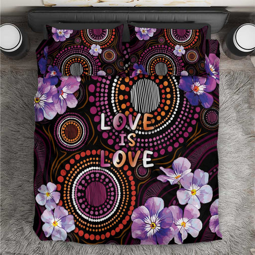 Australia First Nation LGBT - Lesbian Week Bedding Set Sapphic Violet - Love Is Love - Aussie Hoodie