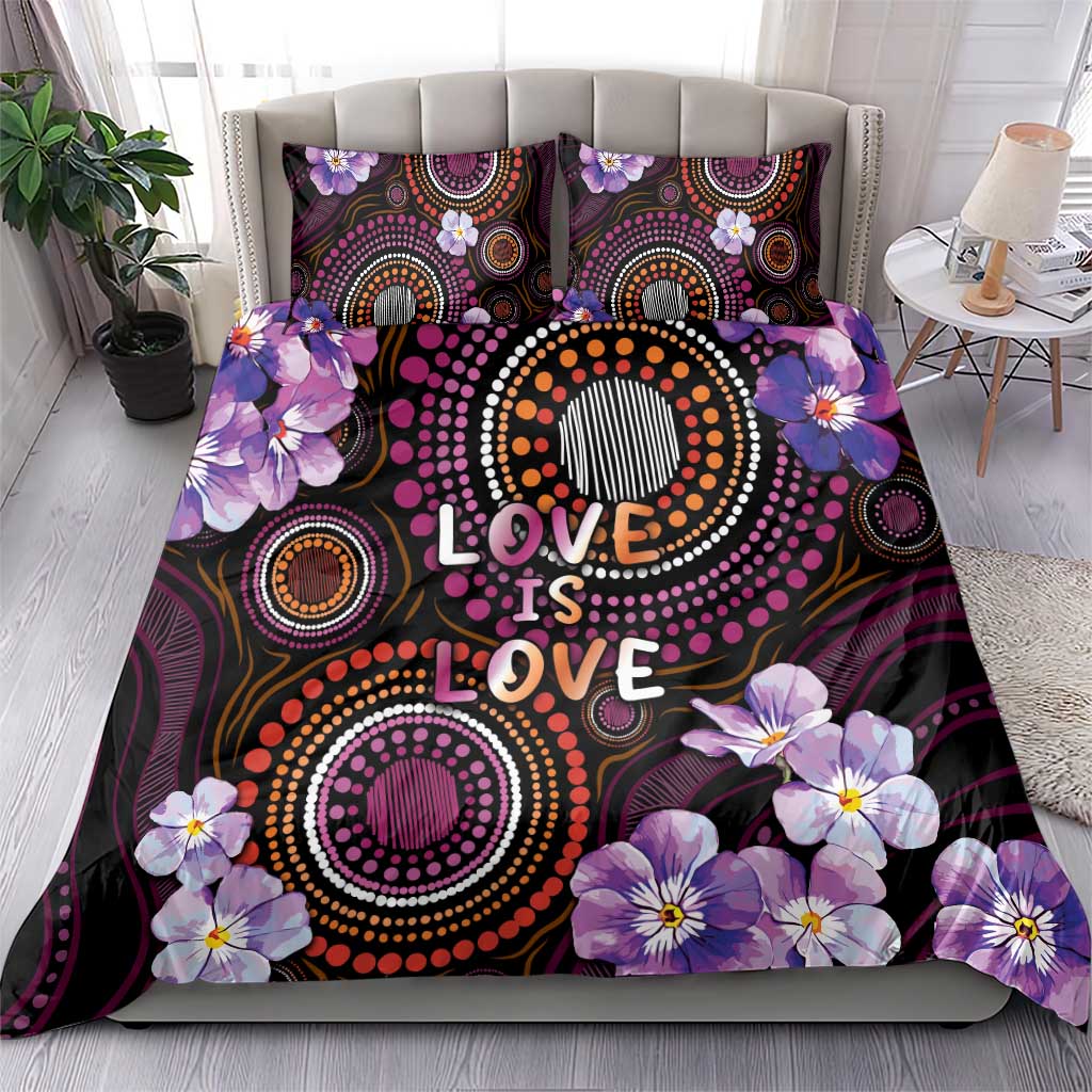 Australia First Nation LGBT - Lesbian Week Bedding Set Sapphic Violet - Love Is Love - Aussie Hoodie