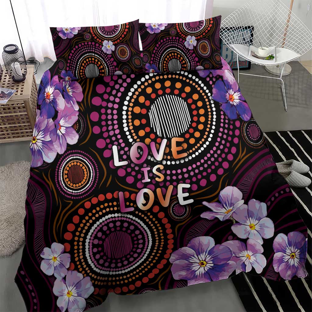 Australia First Nation LGBT - Lesbian Week Bedding Set Sapphic Violet - Love Is Love - Aussie Hoodie