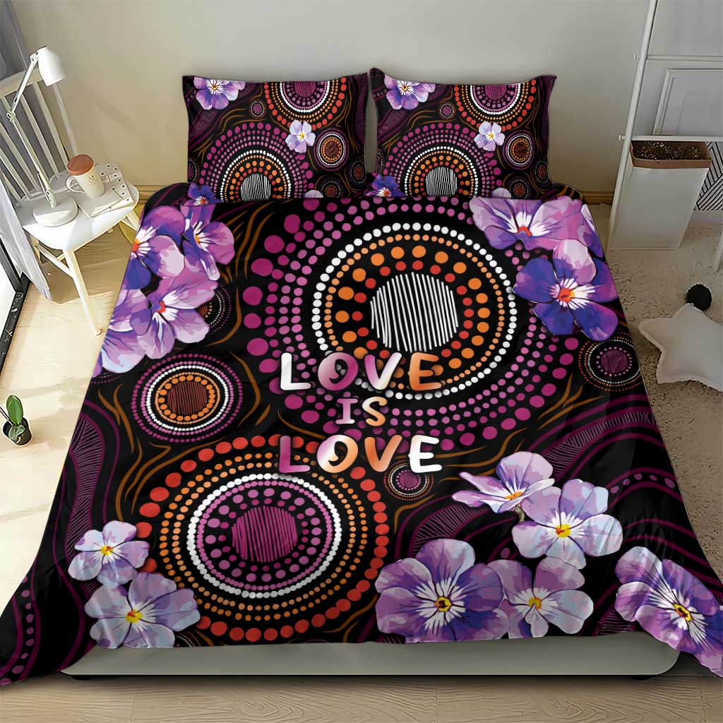 Australia First Nation LGBT - Lesbian Week Bedding Set Sapphic Violet - Love Is Love - Aussie Hoodie
