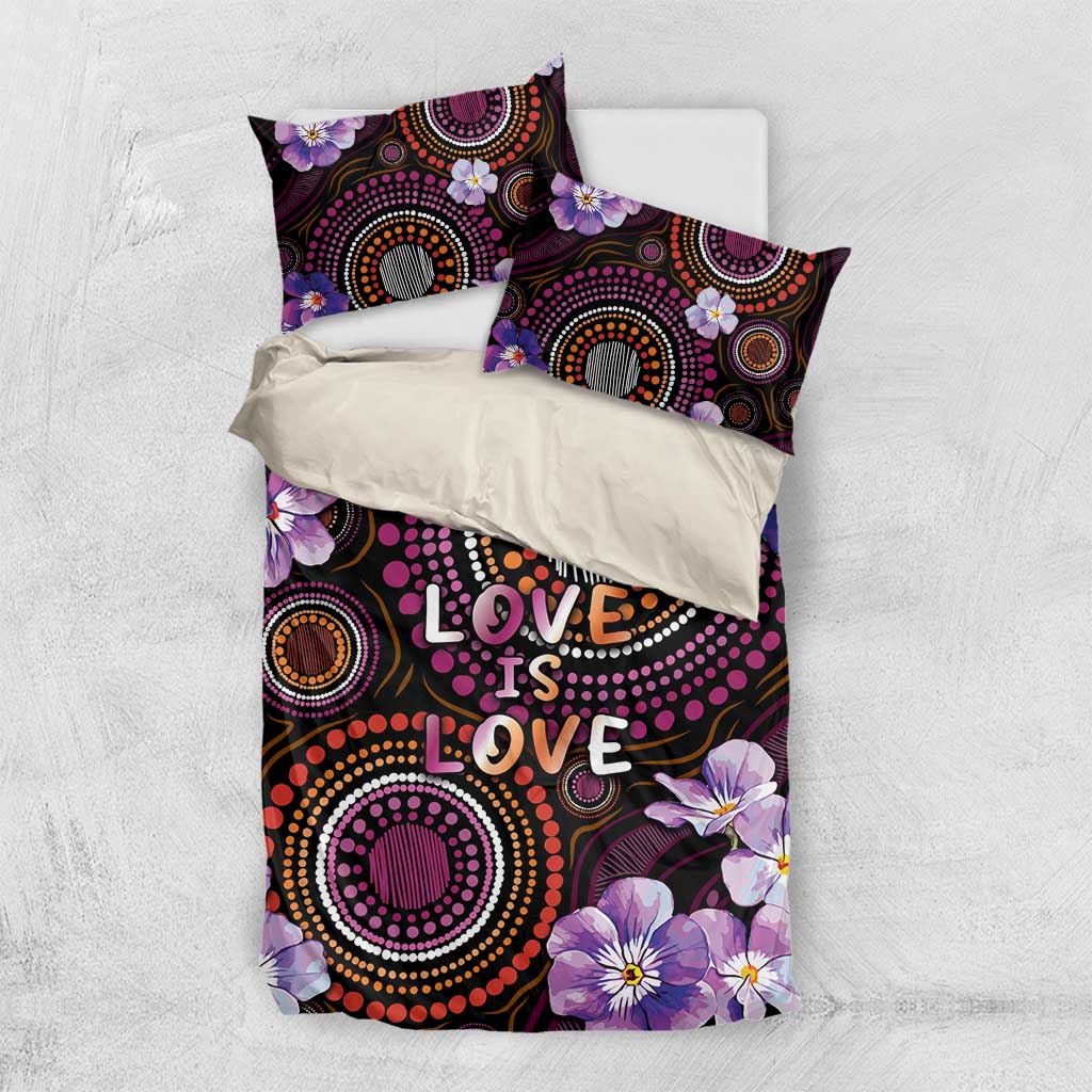 Australia First Nation LGBT - Lesbian Week Bedding Set Sapphic Violet - Love Is Love - Aussie Hoodie