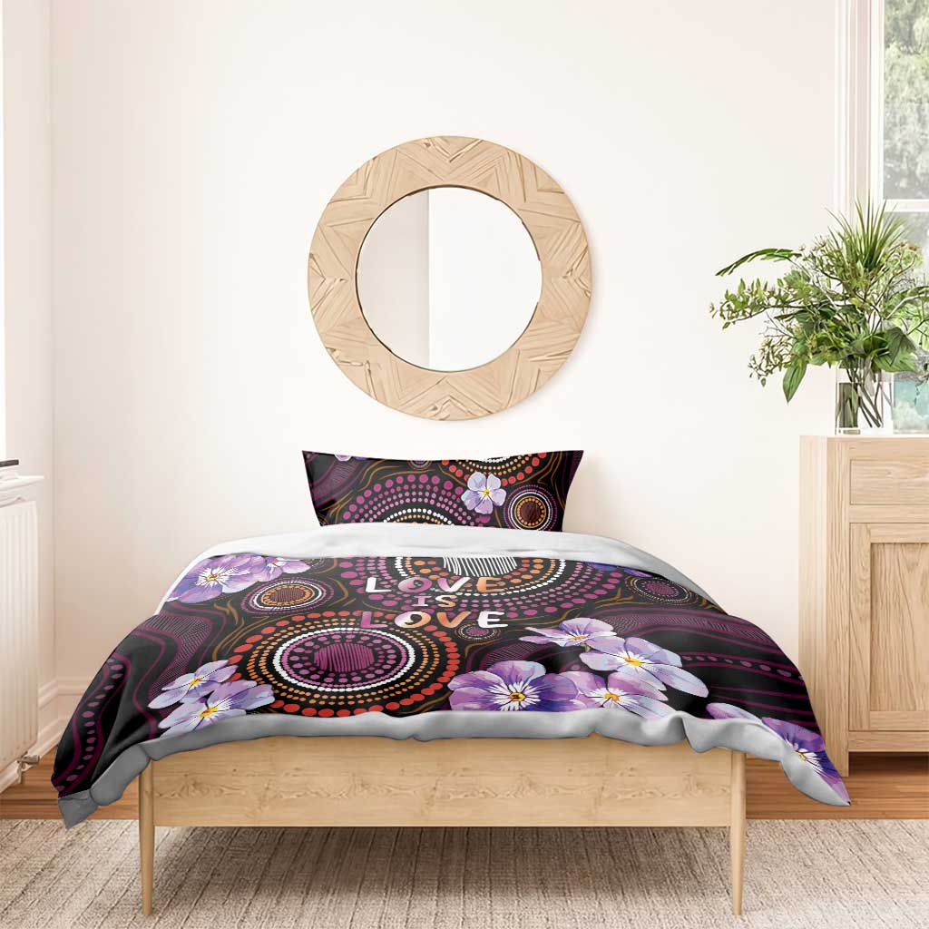 Australia First Nation LGBT - Lesbian Week Bedding Set Sapphic Violet - Love Is Love - Aussie Hoodie