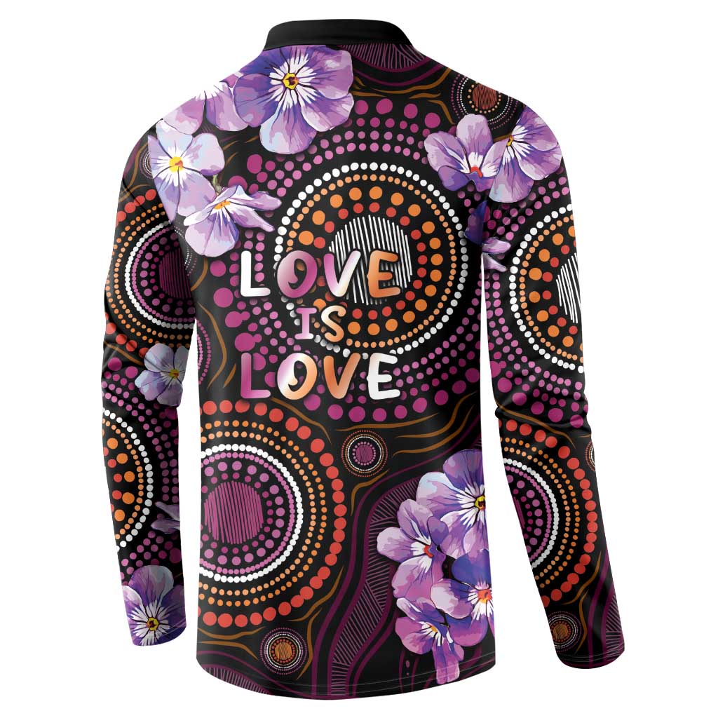 Australia First Nation LGBT - Lesbian Week Button Sweatshirt Sapphic Violet - Love Is Love - Aussie Hoodie
