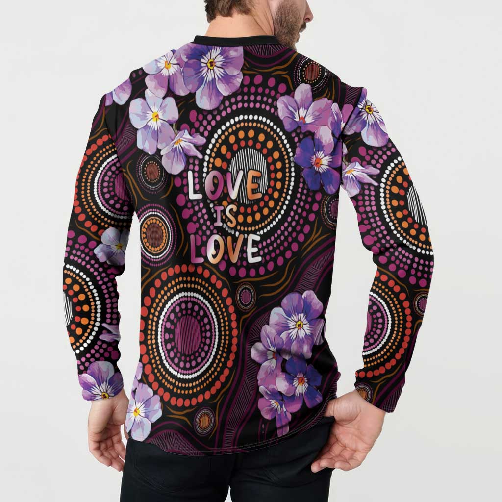 Australia First Nation LGBT - Lesbian Week Button Sweatshirt Sapphic Violet - Love Is Love - Aussie Hoodie