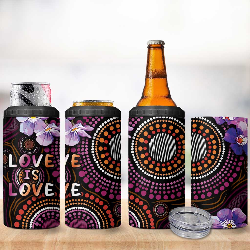 Australia First Nation LGBT - Lesbian Week 4 in 1 Can Cooler Tumbler Sapphic Violet - Love Is Love - Aussie Hoodie
