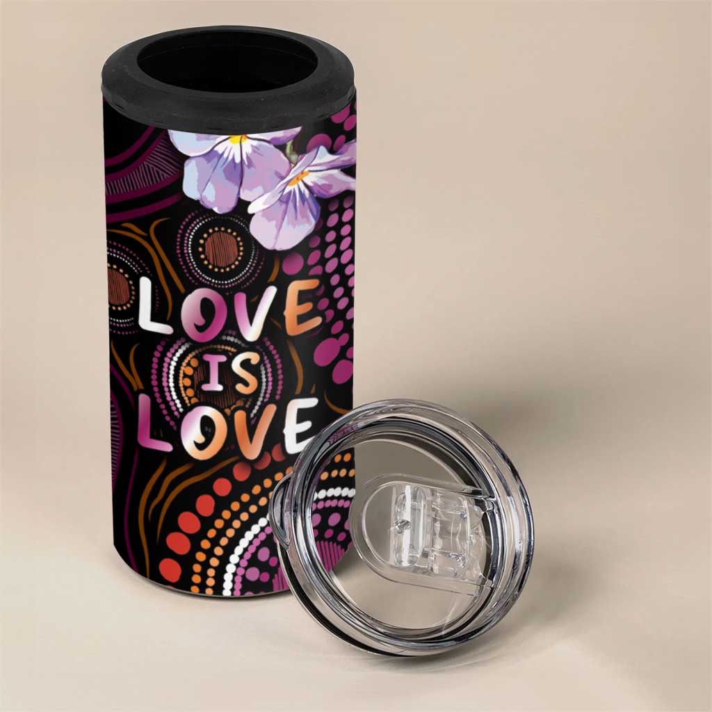 Australia First Nation LGBT - Lesbian Week 4 in 1 Can Cooler Tumbler Sapphic Violet - Love Is Love - Aussie Hoodie
