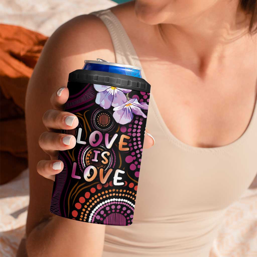 Australia First Nation LGBT - Lesbian Week 4 in 1 Can Cooler Tumbler Sapphic Violet - Love Is Love - Aussie Hoodie