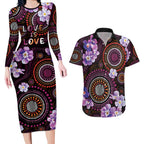 Australia First Nation LGBT - Lesbian Week Couples Matching Long Sleeve Bodycon Dress and Hawaiian Shirt Sapphic Violet - Love Is Love - Aussie Hoodie