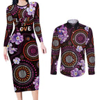 Australia First Nation LGBT - Lesbian Week Couples Matching Long Sleeve Bodycon Dress and Long Sleeve Button Shirt Sapphic Violet - Love Is Love - Aussie Hoodie