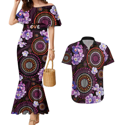 Australia First Nation LGBT - Lesbian Week Couples Matching Mermaid Dress and Hawaiian Shirt Sapphic Violet - Love Is Love - Aussie Hoodie