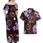 Australia First Nation LGBT - Lesbian Week Couples Matching Off Shoulder Maxi Dress and Hawaiian Shirt Sapphic Violet - Love Is Love - Aussie Hoodie