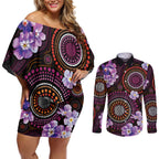 Australia First Nation LGBT - Lesbian Week Couples Matching Off Shoulder Short Dress and Long Sleeve Button Shirt Sapphic Violet - Love Is Love - Aussie Hoodie