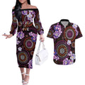 Australia First Nation LGBT - Lesbian Week Couples Matching Off The Shoulder Long Sleeve Dress and Hawaiian Shirt Sapphic Violet - Love Is Love - Aussie Hoodie