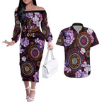 Australia First Nation LGBT - Lesbian Week Couples Matching Off The Shoulder Long Sleeve Dress and Hawaiian Shirt Sapphic Violet - Love Is Love - Aussie Hoodie