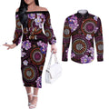 Australia First Nation LGBT - Lesbian Week Couples Matching Off The Shoulder Long Sleeve Dress and Long Sleeve Button Shirt Sapphic Violet - Love Is Love - Aussie Hoodie