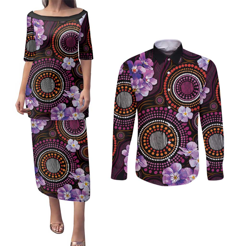 Australia First Nation LGBT - Lesbian Week Couples Matching Puletasi and Long Sleeve Button Shirt Sapphic Violet - Love Is Love - Aussie Hoodie