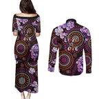 Australia First Nation LGBT - Lesbian Week Couples Matching Puletasi and Long Sleeve Button Shirt Sapphic Violet - Love Is Love - Aussie Hoodie