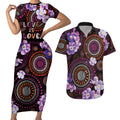 Australia First Nation LGBT - Lesbian Week Couples Matching Short Sleeve Bodycon Dress and Hawaiian Shirt Sapphic Violet - Love Is Love - Aussie Hoodie