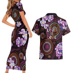 Australia First Nation LGBT - Lesbian Week Couples Matching Short Sleeve Bodycon Dress and Hawaiian Shirt Sapphic Violet - Love Is Love - Aussie Hoodie