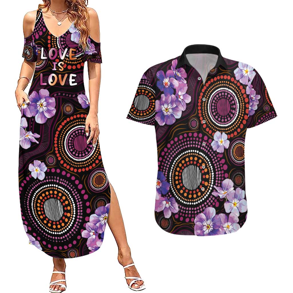 Australia First Nation LGBT - Lesbian Week Couples Matching Summer Maxi Dress and Hawaiian Shirt Sapphic Violet - Love Is Love - Aussie Hoodie