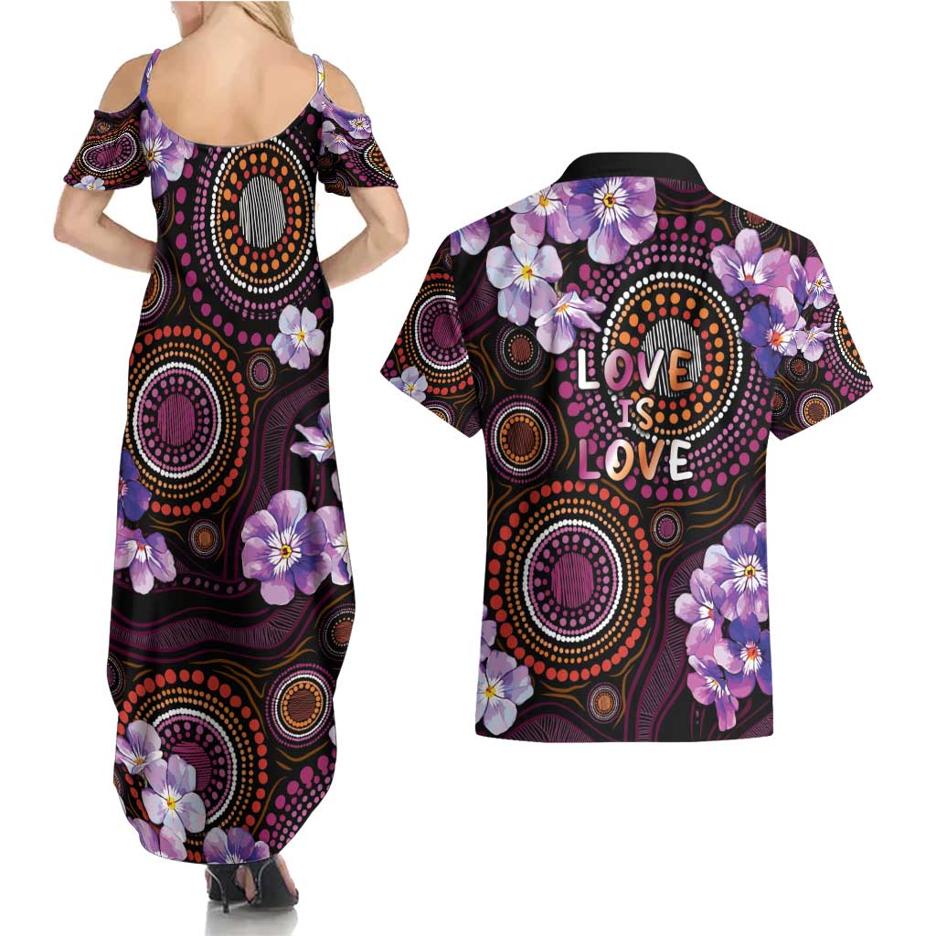 Australia First Nation LGBT - Lesbian Week Couples Matching Summer Maxi Dress and Hawaiian Shirt Sapphic Violet - Love Is Love - Aussie Hoodie