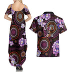 Australia First Nation LGBT - Lesbian Week Couples Matching Summer Maxi Dress and Hawaiian Shirt Sapphic Violet - Love Is Love - Aussie Hoodie