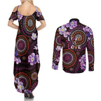 Australia First Nation LGBT - Lesbian Week Couples Matching Summer Maxi Dress and Long Sleeve Button Shirt Sapphic Violet - Love Is Love - Aussie Hoodie