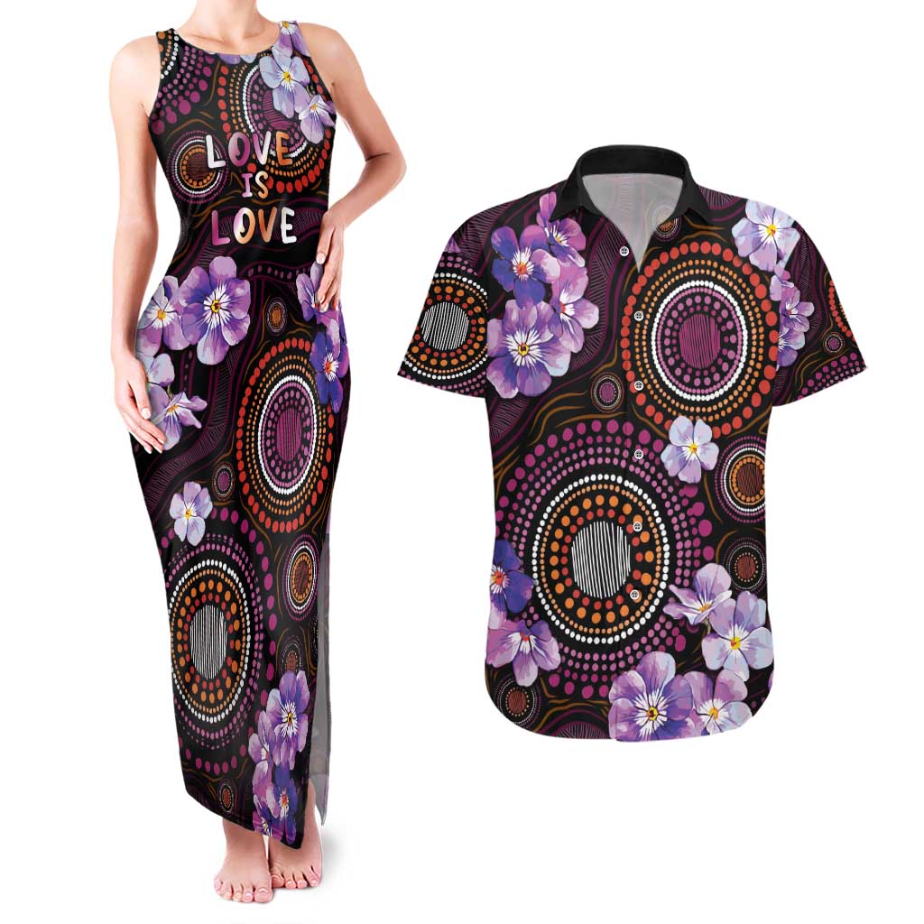 Australia First Nation LGBT - Lesbian Week Couples Matching Tank Maxi Dress and Hawaiian Shirt Sapphic Violet - Love Is Love - Aussie Hoodie