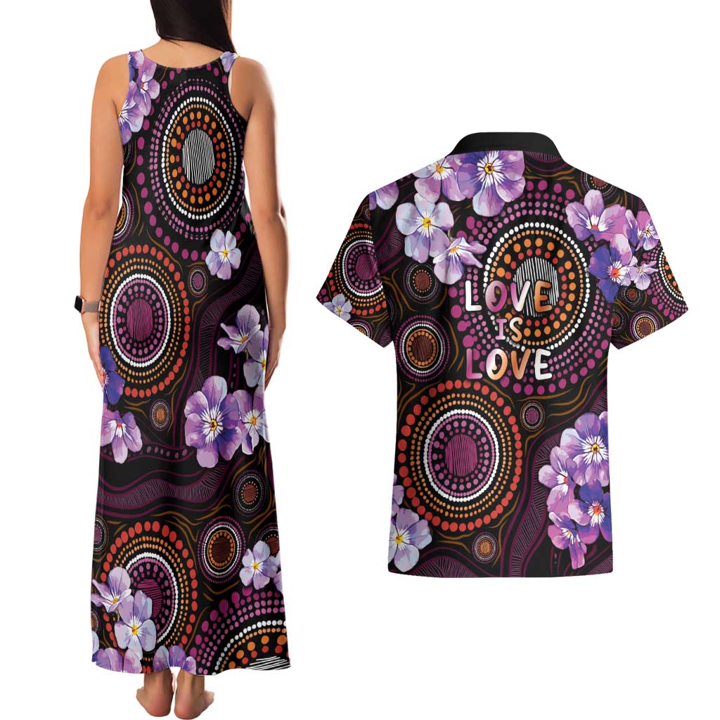 Australia First Nation LGBT - Lesbian Week Couples Matching Tank Maxi Dress and Hawaiian Shirt Sapphic Violet - Love Is Love - Aussie Hoodie