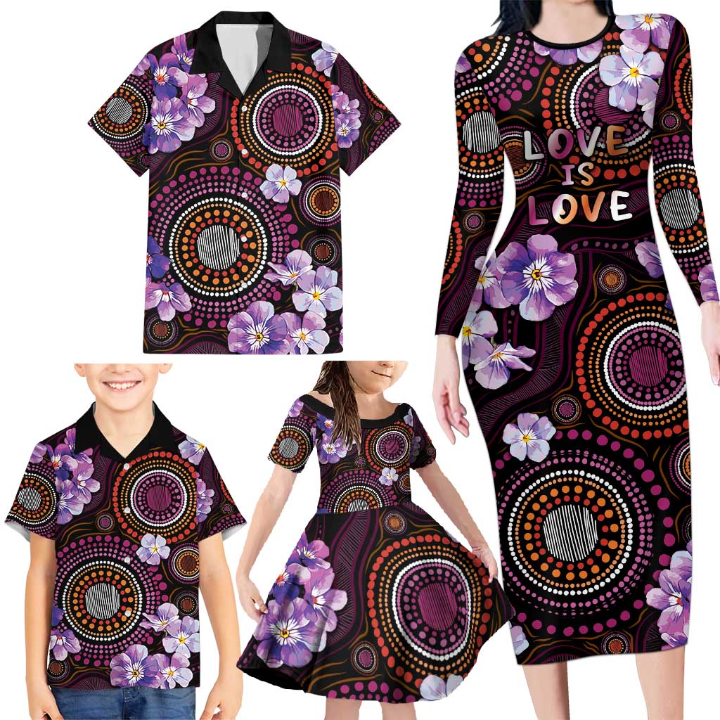 Australia First Nation LGBT - Lesbian Week Family Matching Long Sleeve Bodycon Dress and Hawaiian Shirt Sapphic Violet - Love Is Love - Aussie Hoodie