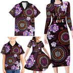 Australia First Nation LGBT - Lesbian Week Family Matching Long Sleeve Bodycon Dress and Hawaiian Shirt Sapphic Violet - Love Is Love - Aussie Hoodie