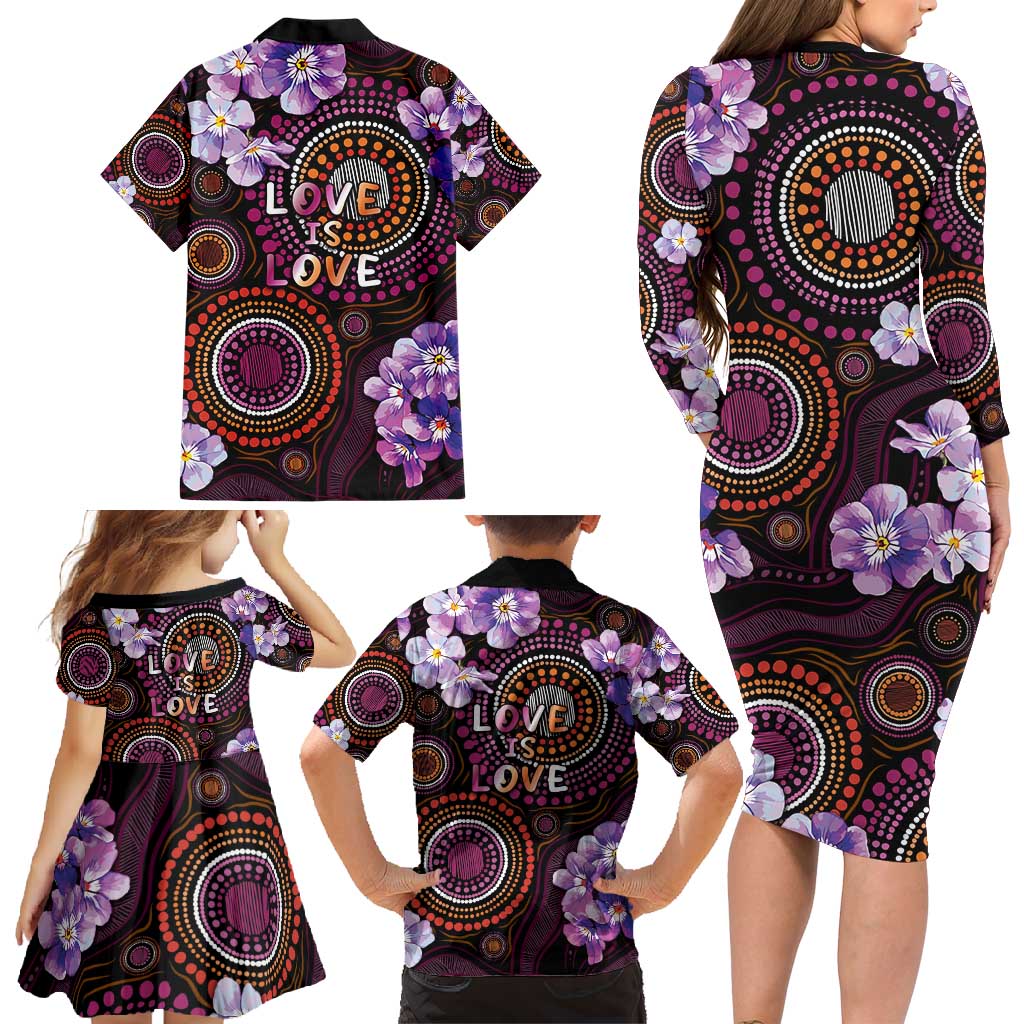 Australia First Nation LGBT - Lesbian Week Family Matching Long Sleeve Bodycon Dress and Hawaiian Shirt Sapphic Violet - Love Is Love - Aussie Hoodie