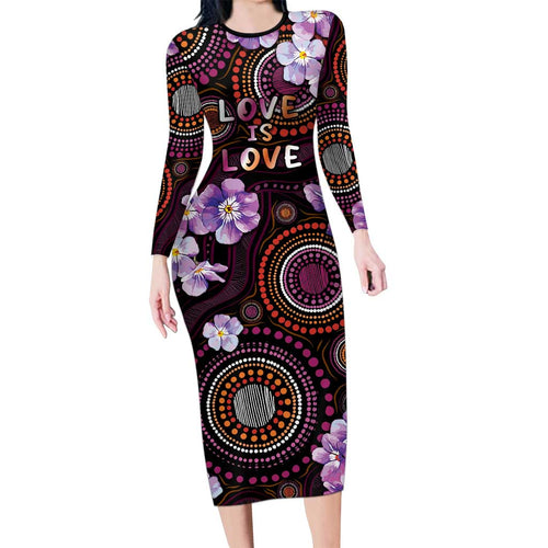 Australia First Nation LGBT - Lesbian Week Family Matching Long Sleeve Bodycon Dress and Hawaiian Shirt Sapphic Violet - Love Is Love - Aussie Hoodie