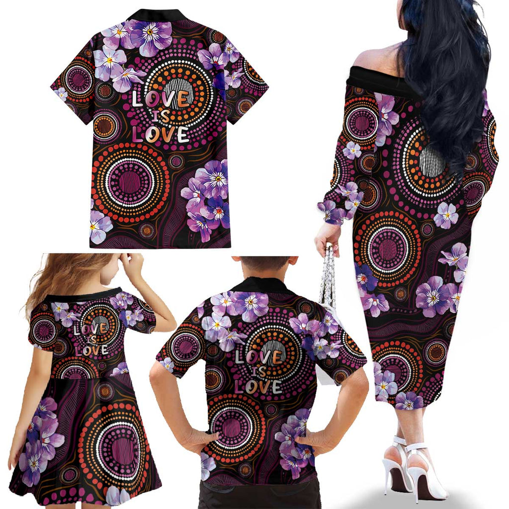 Australia First Nation LGBT - Lesbian Week Family Matching Off The Shoulder Long Sleeve Dress and Hawaiian Shirt Sapphic Violet - Love Is Love - Aussie Hoodie