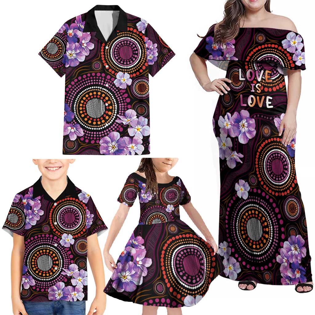 Australia First Nation LGBT - Lesbian Week Family Matching Off Shoulder Maxi Dress and Hawaiian Shirt Sapphic Violet - Love Is Love - Aussie Hoodie